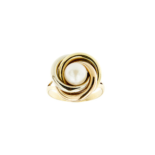 Bague 59 Bague perle en trois ors 18 ct 58 Facettes 40190