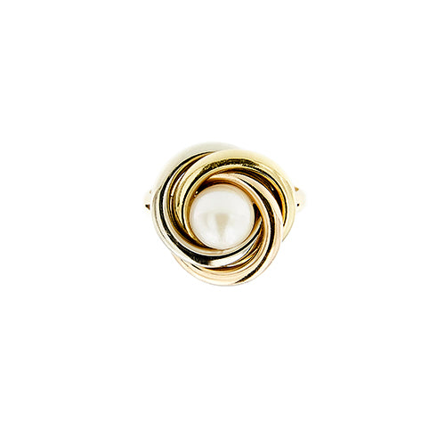 Bague 59 Bague perle en trois ors 18 ct 58 Facettes 40190