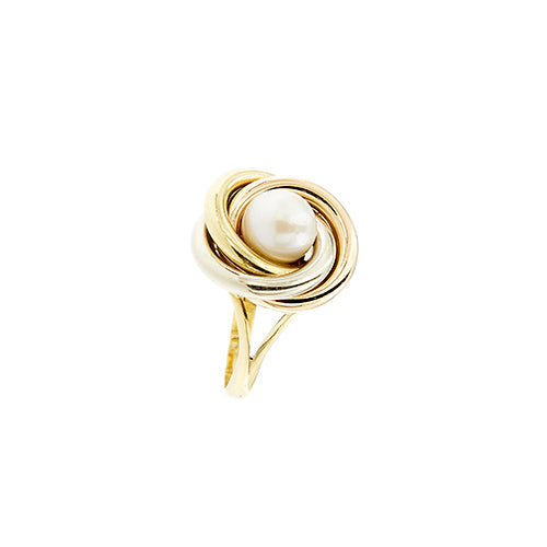 Bague 59 Bague perle en trois ors 18 ct 58 Facettes 40190