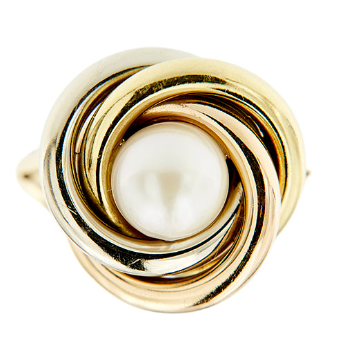 Bague 59 Bague perle en trois ors 18 ct 58 Facettes 40190