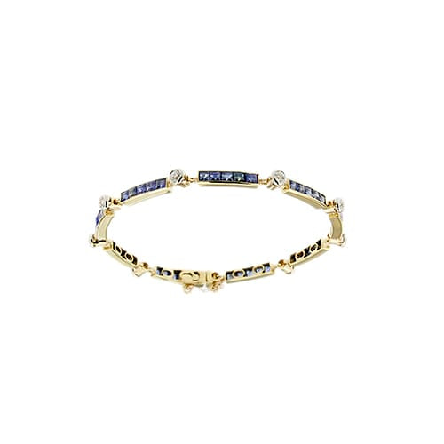 Bracelet Art déco - Bracelet en or jaune et blanc, saphirs et diamants 58 Facettes 39520