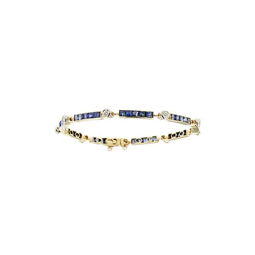 Bracelet Art déco - Bracelet en or jaune et blanc, saphirs et diamants 58 Facettes 39520