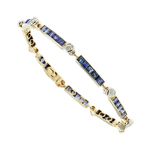 Bracelet Art déco - Bracelet en or jaune et blanc, saphirs et diamants 58 Facettes 39520