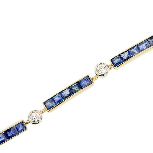 Bracelet Art déco - Bracelet en or jaune et blanc, saphirs et diamants 58 Facettes 39520