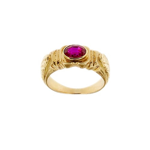 Bague 59 Bague homme en or jaune et rubis synthétique 58 Facettes 41489