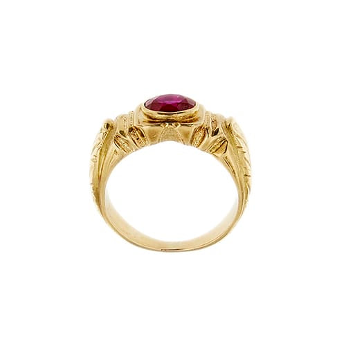 Bague 59 Bague homme en or jaune et rubis synthétique 58 Facettes 41489
