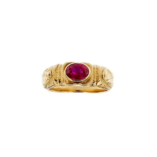 Bague 59 Bague homme en or jaune et rubis synthétique 58 Facettes 41489