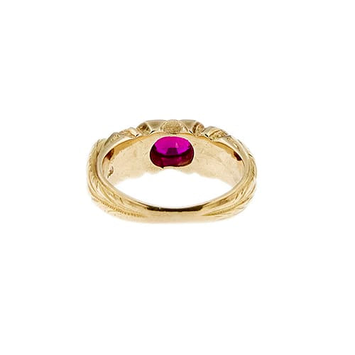 Bague 59 Bague homme en or jaune et rubis synthétique 58 Facettes 41489