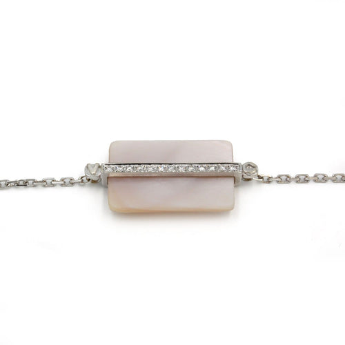 Bracelet Victoria Casal Étiquette - Bracelet en or blanc, nacre et diamants 58 Facettes 260137R