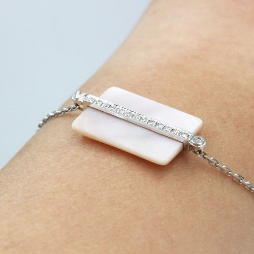 Bracelet Victoria Casal Étiquette - Bracelet en or blanc, nacre et diamants 58 Facettes 260137R