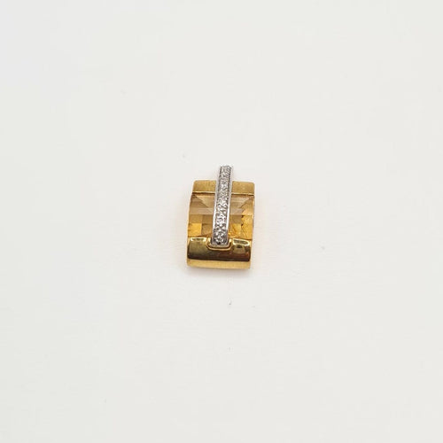 Pendentif Pendentif en or jaune et blanc 18 carats, diamants et pierre jaune 58 Facettes #BT