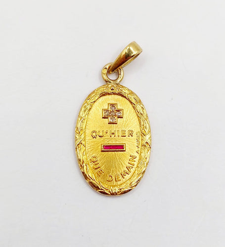 Pendentif Augis - Pendentif médaille d'amour en or 18k, diamant et rubis 58 Facettes A07267