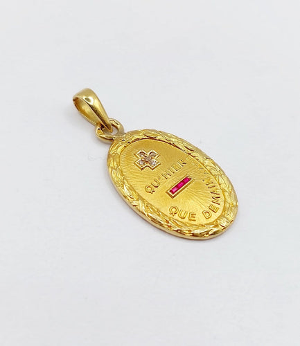 Pendentif Augis - Pendentif médaille d'amour en or 18k, diamant et rubis 58 Facettes A07267