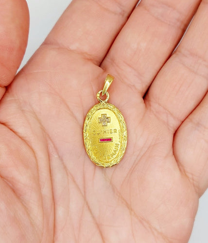 Pendentif Augis - Pendentif médaille d'amour en or 18k, diamant et rubis 58 Facettes A07267