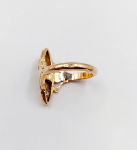Bague 49.5 Bague marquise Art nouveau en or rose 18k, platine et diamants 58 Facettes A07253