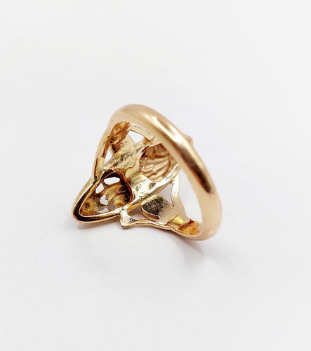 Bague 49.5 Bague marquise Art nouveau en or rose 18k, platine et diamants 58 Facettes A07253