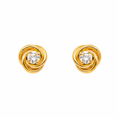 Boucles d'oreilles Noeud d'Amour - Boucles d'oreilles puces en or jaune et diamants 58 Facettes 5592271CN