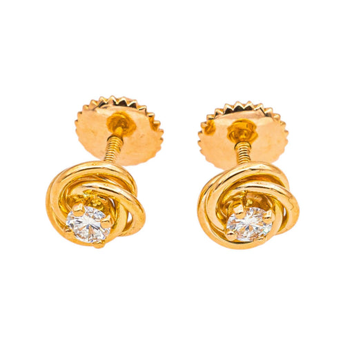 Boucles d'oreilles Noeud d'Amour - Boucles d'oreilles puces en or jaune et diamants 58 Facettes 5592271CN