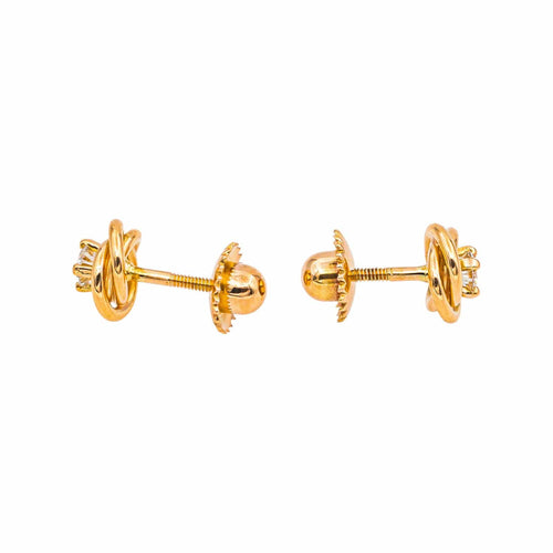 Boucles d'oreilles Noeud d'Amour - Boucles d'oreilles puces en or jaune et diamants 58 Facettes 5592271CN