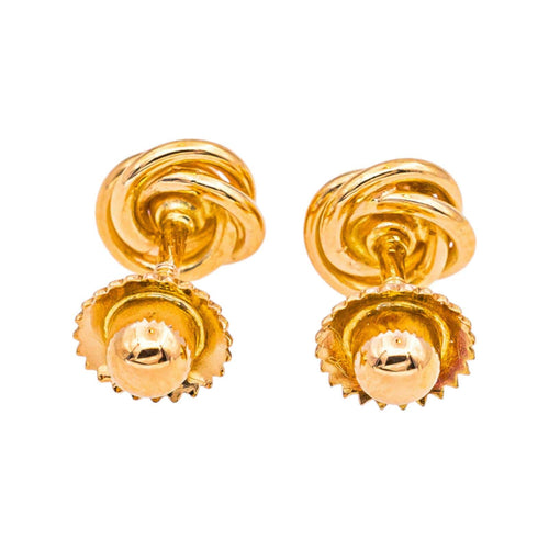 Boucles d'oreilles Noeud d'Amour - Boucles d'oreilles puces en or jaune et diamants 58 Facettes 5592271CN