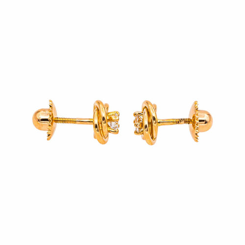 Boucles d'oreilles Noeud d'Amour - Boucles d'oreilles puces en or jaune et diamants 58 Facettes 5592271CN