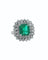 Bague 55 Bague en or blanc 18k avec émeraude et diamants 58 Facettes SME410