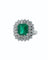 Bague 55 Bague en or blanc 18k avec émeraude et diamants 58 Facettes SME410