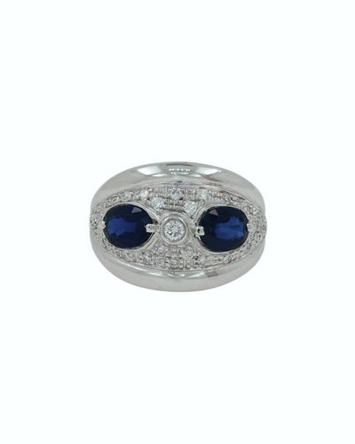 Bague 54 Bague en or blanc 18k avec saphirs et diamants 58 Facettes ZAF2