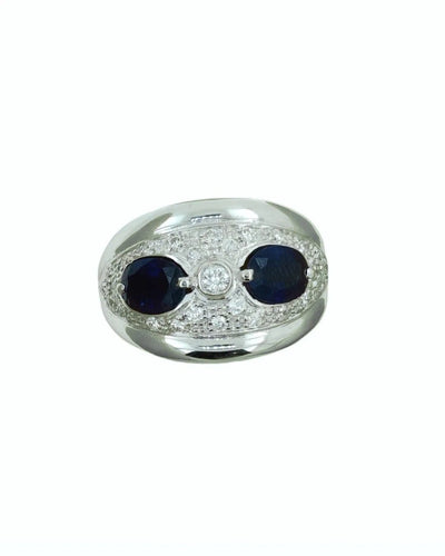 Bague 54 Bague en or blanc 18k avec saphirs et diamants 58 Facettes ZAF2