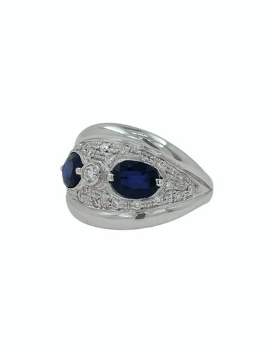 Bague 54 Bague en or blanc 18k avec saphirs et diamants 58 Facettes ZAF2