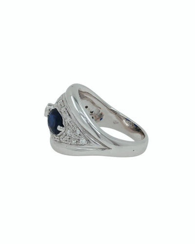 Bague 54 Bague en or blanc 18k avec saphirs et diamants 58 Facettes ZAF2