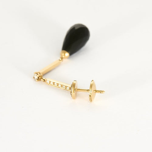 Boucles d'oreilles Boucles d'oreilles pendantes en or rose, diamants et onyx 58 Facettes P71L12