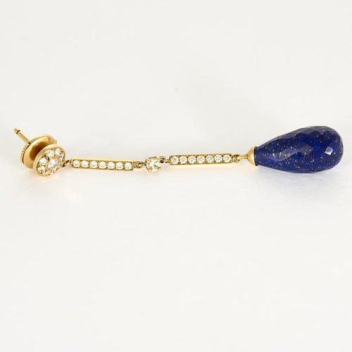 Boucles d'oreilles Boucles d'oreilles pendantes en or jaune, diamants et lapis-lazuli 58 Facettes P89L11