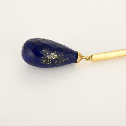 Boucles d'oreilles Boucles d'oreilles pendantes en or jaune, diamants et lapis-lazuli 58 Facettes P89L11