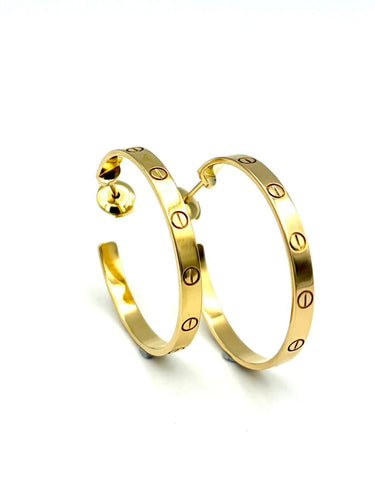 Boucles d'oreilles Cartier Love - Créoles grand modèle en or jaune 18K 58 Facettes CARTIER BO