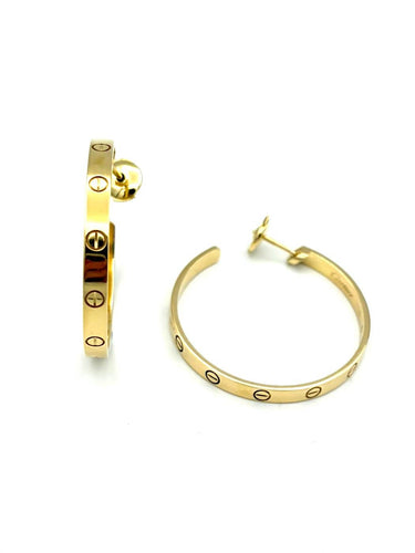 Boucles d'oreilles Cartier Love - Créoles grand modèle en or jaune 18K 58 Facettes CARTIER BO