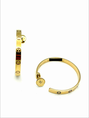 Boucles d'oreilles Cartier Love - Créoles grand modèle en or jaune 18K 58 Facettes CARTIER BO