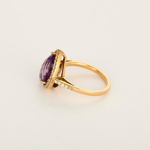 Bague 52 Bague en or rose, améthyste poire et diamants 58 Facettes P50L8