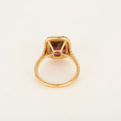 Bague 52 Bague solitaire en or rose, grenat rhodolite et diamants 58 Facettes P2L6