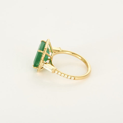 Bague 51.5 Bague solitaire en or jaune, émeraude et diamants 58 Facettes P8L7