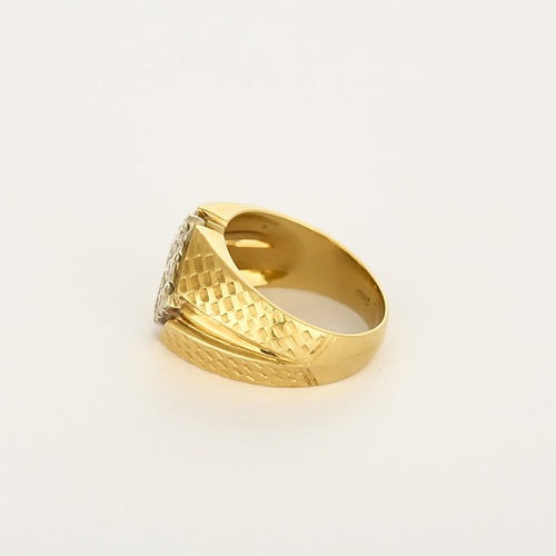 Bague 57 Chevalière losange en or jaune et diamants 58 Facettes CHLosange9dts