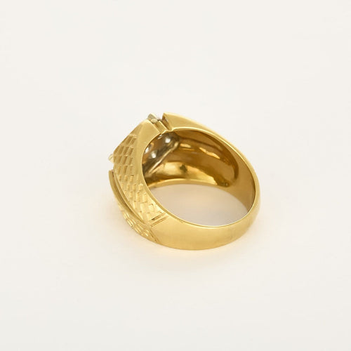 Bague 57 Chevalière losange en or jaune et diamants 58 Facettes CHLosange9dts