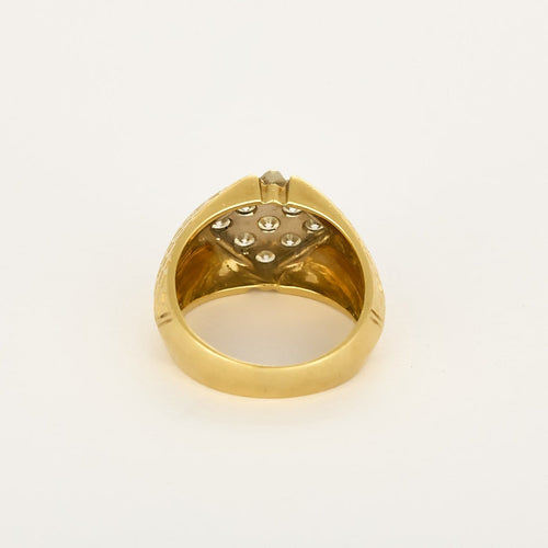 Bague 57 Chevalière losange en or jaune et diamants 58 Facettes CHLosange9dts