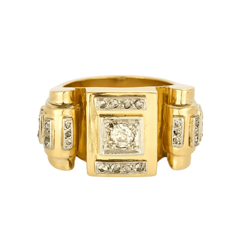 Bague 61 Tank - Bague en or jaune et diamants 58 Facettes BGTank