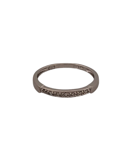 Bague demi-alliance en or blanc et brillants