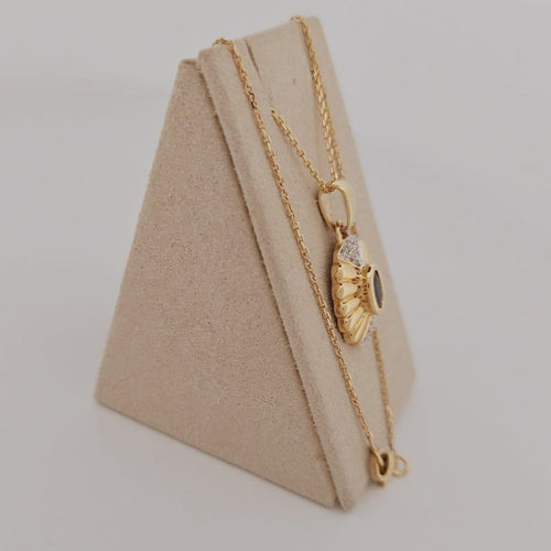 Collier Pendentif et chaîne en or jaune avec saphir et diamants 58 Facettes 2584390 - 2153851