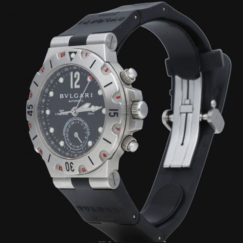Montre Bulgari Diagono Scuba GMT - Montre en acier 58 Facettes MT46068