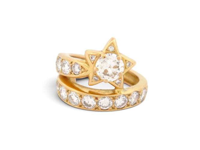 Bague 54 Étoile Filante - Bague en or jaune 18K et diamants 58 Facettes 273058