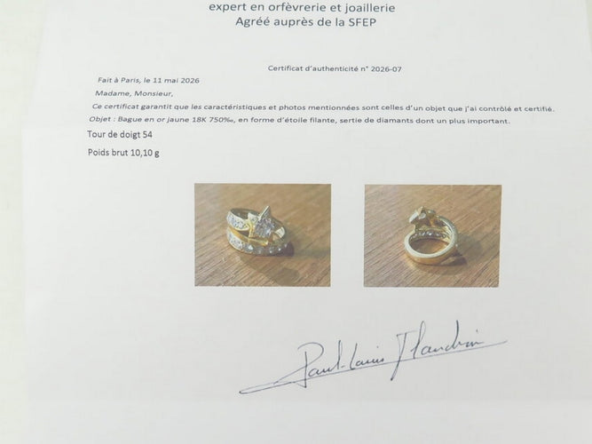 Bague 54 Étoile Filante - Bague en or jaune 18K et diamants 58 Facettes 273058