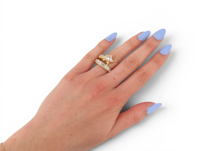 Bague 54 Étoile Filante - Bague en or jaune 18K et diamants 58 Facettes 273058